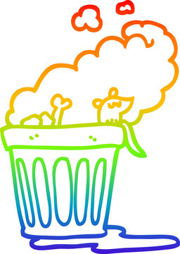 recommend clip art: rainbow gradient line drawing of a cartoon smelly garbage can