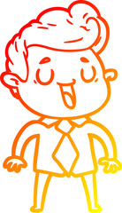 warm gradient line drawing of a happy cartoon man