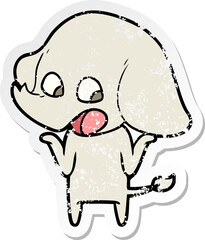 distressed sticker of a cute cartoon elephant