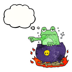 freehand drawn thought bubble textured cartoon halloween toad