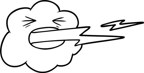 cartoon thundercloud spitting lightning