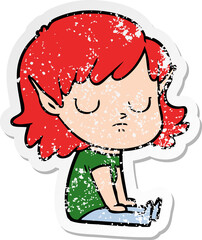 distressed sticker of a cartoon elf girl