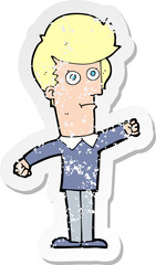 retro distressed sticker of a cartoon man punching