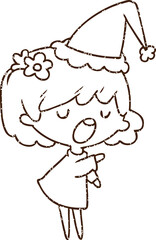 Christmas Woman Charcoal Drawing