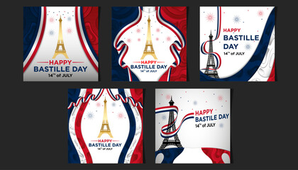 Social Media Story Template Happy Bastille Day with Abstract Themes