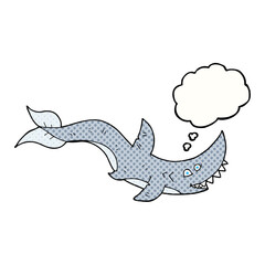 freehand drawn thought bubble cartoon shark