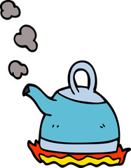 cartoon doodle kettle on stove