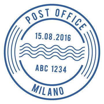 Post office label. Round retro mail stamp