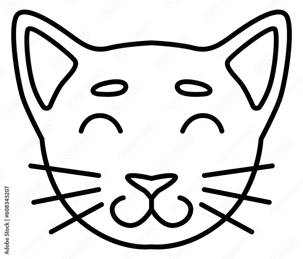 Canvas Prints cat face icon. smiling pet head line symbol