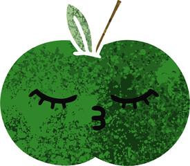 retro illustration style cartoon of a juicy apple
