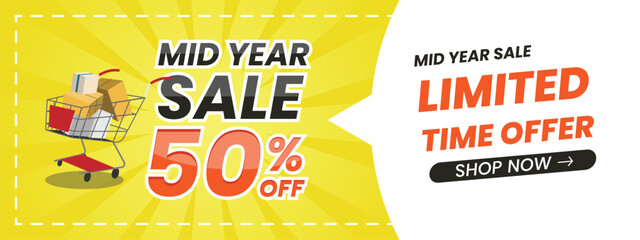 shopping online banner. mid year sale template