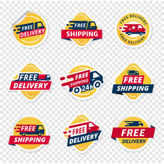 Vector free shipping and delivery labels set