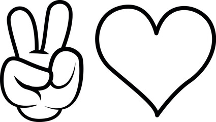 Peace sign hand with heart SVG Cut File for Cricut and Silhouette, EPS Vector, PNG , JPEG , Zip Folder