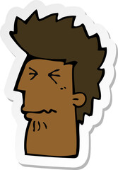 sticker of a cartoon unhappy man