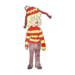 freehand drawn texture cartoon teenager