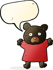 cartoon cute black bear with speech bubble