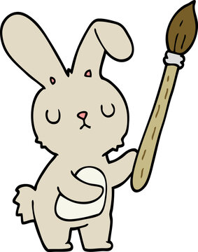 cartoon rabbit with paint brush