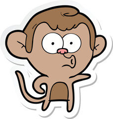 sticker of a cartoon pointing monkey