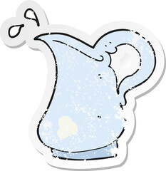 retro distressed sticker of a cartoon milk jug