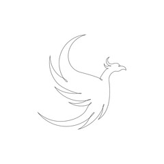 Single continuous line drawing of flame phoenix bird for corporate logo identity. Company icon concept from fauna shape. Modern one line draw vector graphic design illustration
