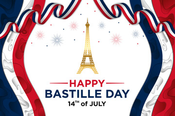Vector Template Happy Bastille Day with Abstract Elegant V.2 Themes