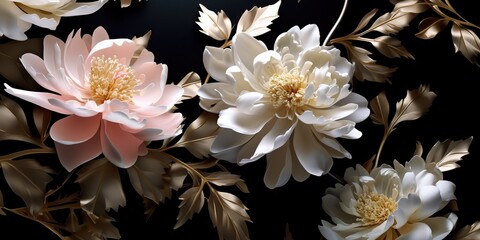 AI Generated. AI Generative. Photo Illustration of flowers on canvas elegant luxury style decoration. Graphic Art