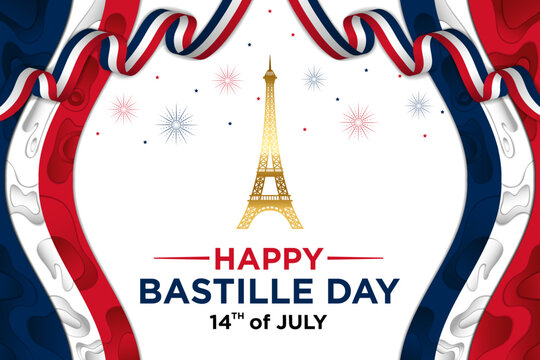 Vector Template Happy Bastille Day with Abstract Elegant V.2 Themes
