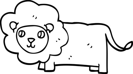 line drawing cartoon happy lion