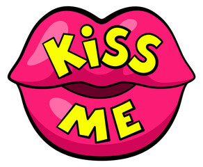 Kiss me woman mouth. Sexy lips sticker