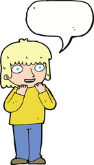 cartoon excited person with speech bubble