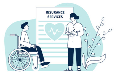 Insurance services concept. Medical document for disabled patients