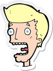 sticker of a cartoon terrified man