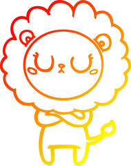 warm gradient line drawing of a cartoon lion