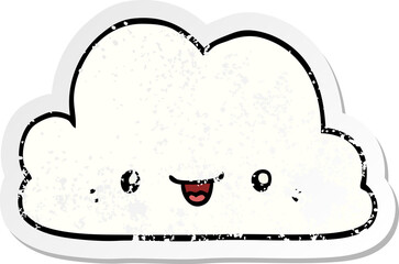 distressed sticker of a cute cartoon cloud