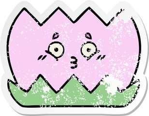 distressed sticker of a cute cartoon water lilly