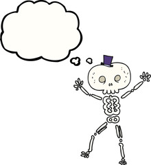 freehand drawn thought bubble cartoon dancing skeleton