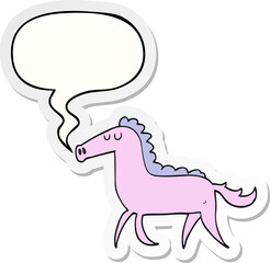 cartoon horse with speech bubble sticker