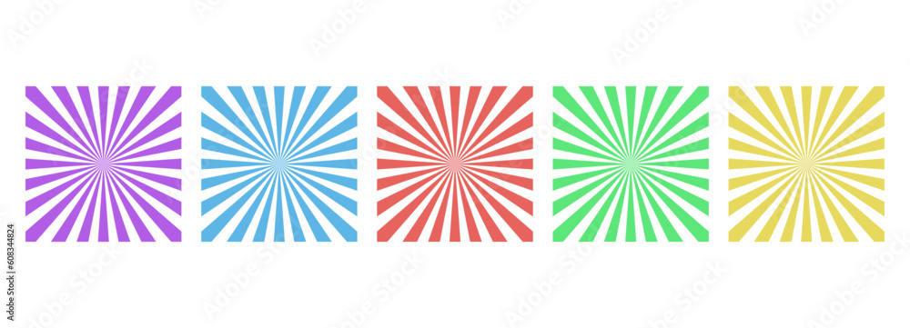 Canvas Prints set of radial patterns or sunbursts in various colors on transparent background