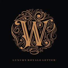 Letter W Luxury Royal Circle Ornament Logo