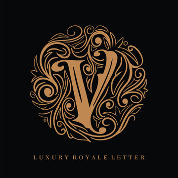 Letter V Luxury Royal Circle Ornament Logo