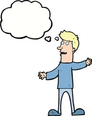 cartoon surprised man with thought bubble