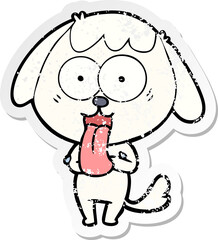 distressed sticker of a cute cartoon dog