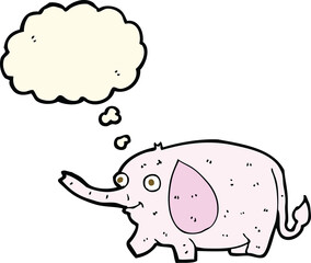 cartoon funny little elephant with thought bubble