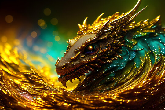 A stunning, illusory image of a golden dragon that captures the imagination