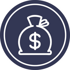 sack of money circular icon symbol