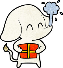 cute cartoon elephant spouting water