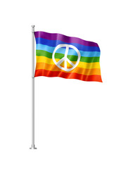 Rainbow peace flag isolated on white