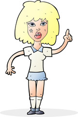cartoon tough woman with idea