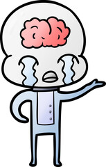 cartoon big brain alien crying