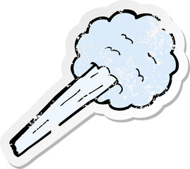 retro distressed sticker of a cartoon gust of wind